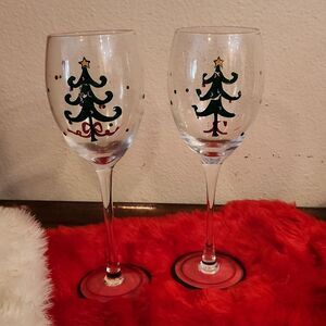 Tabla Christmas Wine Glasses Goblets